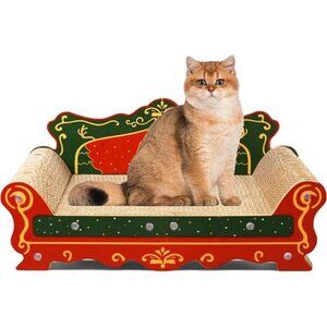 Cat scratch sofa cardboard lounge bed indoor scratcher pad red cat furniture